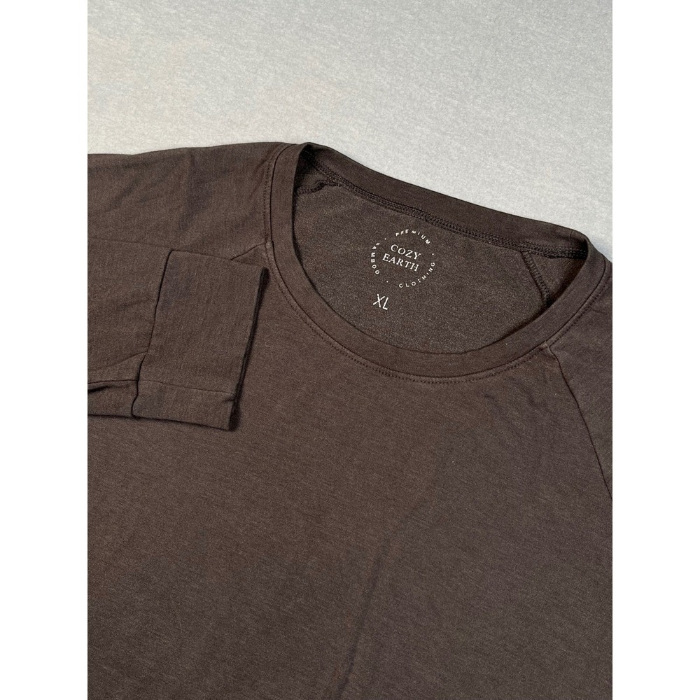 Cozy Earth Premium Long Sleeve Crew Neck Shirt Brown XL Bamboo Casual Comfort‎